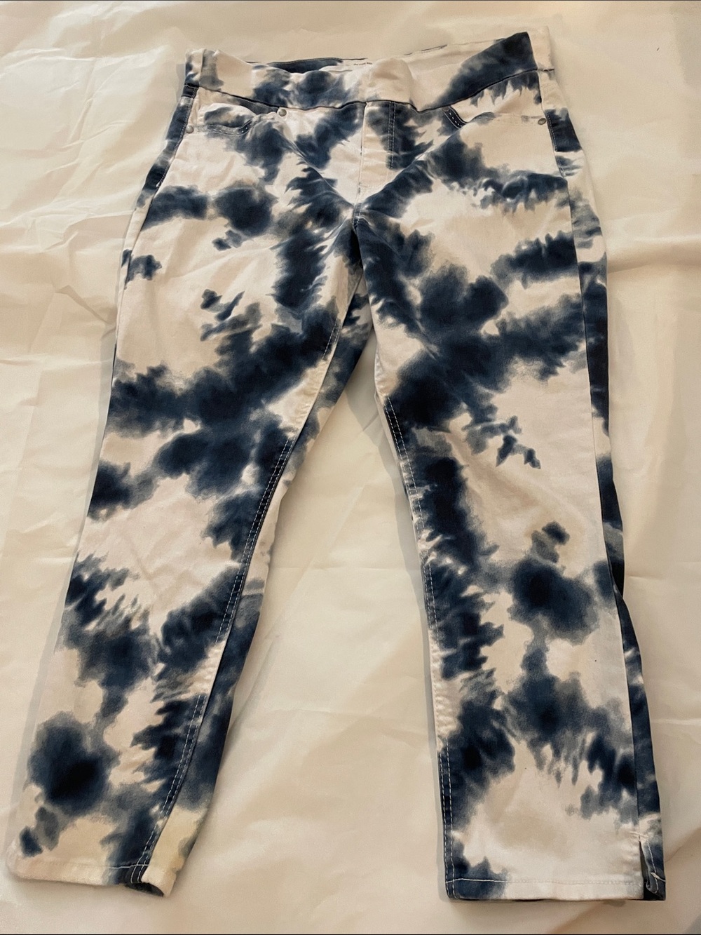 Westbound Tie-Dye Wide Leg Jeans - Navy & White